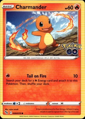 Charmander Common Pokemon GO 008/078 Fire Pokemon Card