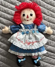 Vintage Raggedy Ann Blue Dress Whit Apron Embroidered With Her Name 