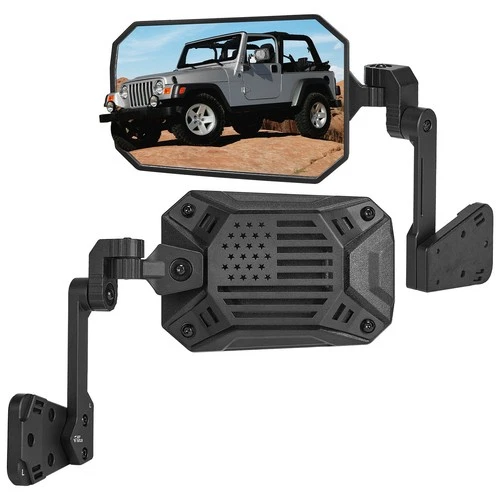 JOYTUTUS Side Mirrors Replacement Fits 1987-2006 Wrangler YJ TJ, US Flag Pattern