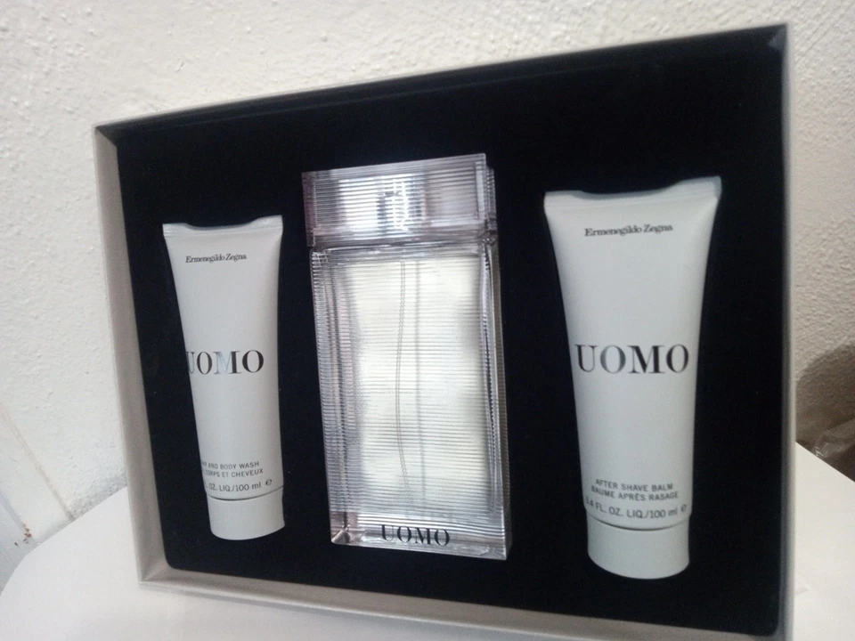 JUEGO DE 3 PIEZAS ERMENEGILDO ZEGNA UOMO PARA HOMBRES 3.4 EDT, 3.4 OZ BÁLSAMO DE AFEITAR A/AFEITADO, 3.4 OZ B/LAVADO Foto 2 de 4