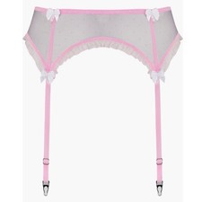 Scarlett Gasque Sheer Pink Polka Dot Suspender Garter Belt women  s size small