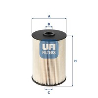 Ufi Kraftstofffilter 26.021.00 FüR Audi Seat Skoda Vw