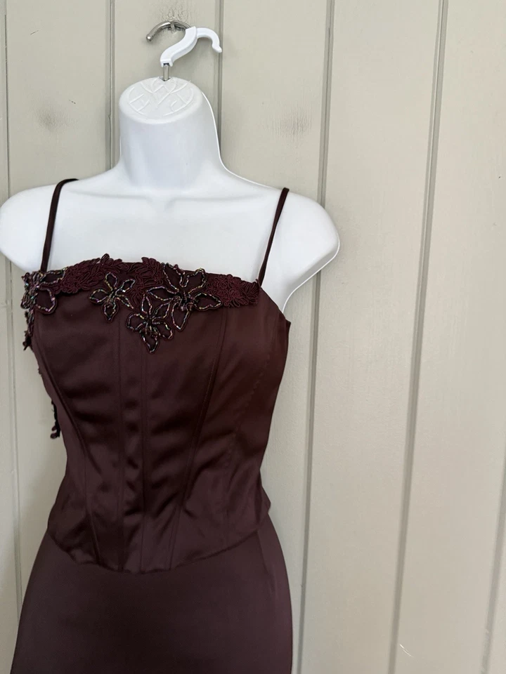 Vtg JS Collections Evening Outfit 8 Corset Skirt Y2K Prom Fairy Goth Plum Brown - Image 2 of 4