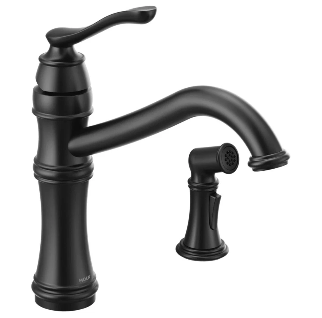 Moen Belfield Single-Handle Kitchen Faucet w/ Side Sprayer - Matte Black