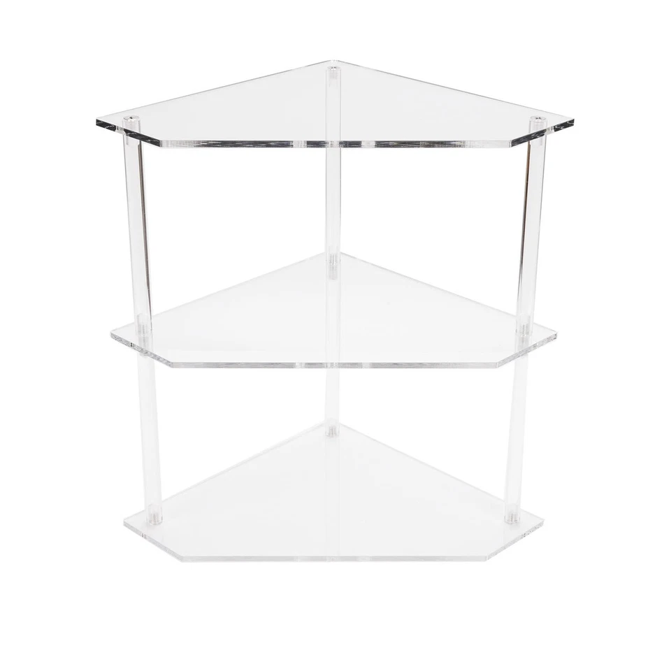 3 Tier Triangular End Table Optimize Space Utilization Stable Acrylic Corner - Image 4 of 4