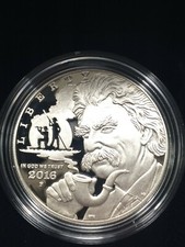 2016 Mark Twain Commemorative Proof Silver Dollar with Box & COA