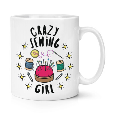 Crazy Sewing Girl Stars 10oz Becher Tasse Witz Tochter Kinder Handwerk Best Lustig