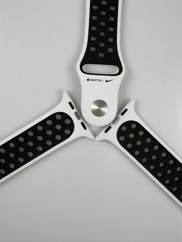 Bracelet sport Nike original Apple Watch 44 mm 45 mm 46 mm 49 mm sommet blanc/noir NEUF - Photo 5 sur 13