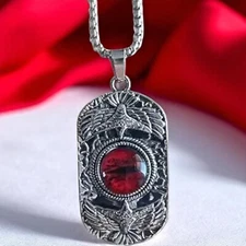 Devil's Red Eye Double Eagle Pendant Necklace Men Women Jewelry Accessories