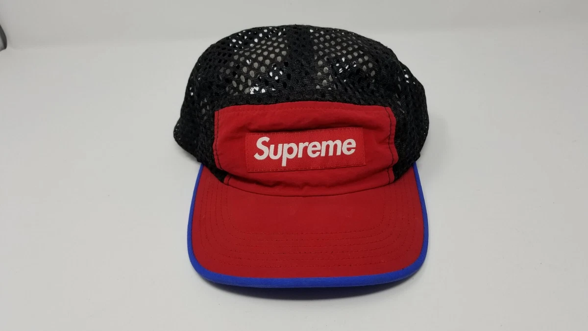 Supreme Mesh Net Hat Cap Red Blue Black Adjustable 5 Panel Excellent