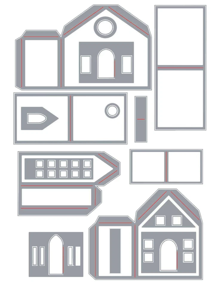 New Sizzix Thinlits Paper Village 16pc #664741 Retail $24.99 by Tim Holtz - Image 3 of 4