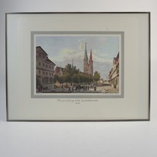 Braunschweig der Hagenmarkt um 1840 Stich-Nachdruck, ca.27,9 x 33,4cm im Rahmen