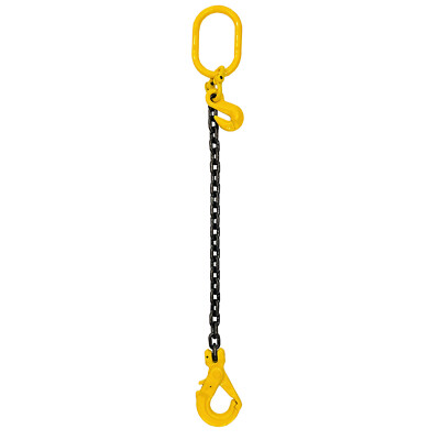 10mm 3,15T EINZELHEBEKETTENSCHLINGE SELBSTSICHERNDER HAKEN + GREIFERKÜRZER 1m - 6m