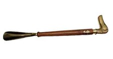 Shoe Horn Handmade Vintage Solid Wooden Brass Dog Handle - Nautical Style