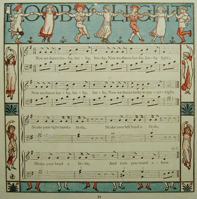 c1877 Der Babystrauß LOOBY LIGHT alte Reime & Melodien DRUCK von Walter Crane