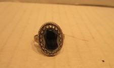 Vintage Sterling Silver Ring Size 6 1/2 Onyx Dark Colored Stone