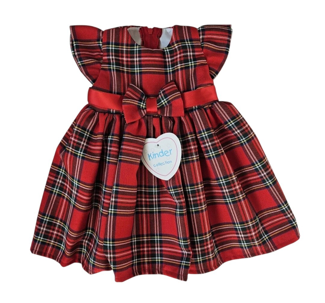 Girls Red Tartan Pinafore Dress by Kinder Boutique 0-4 years