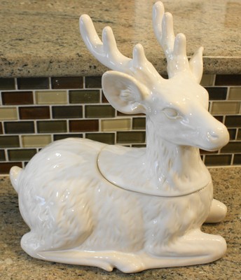 New W O Box Pottery Barn Holiday Christmas Deer Stag Cookie Jar