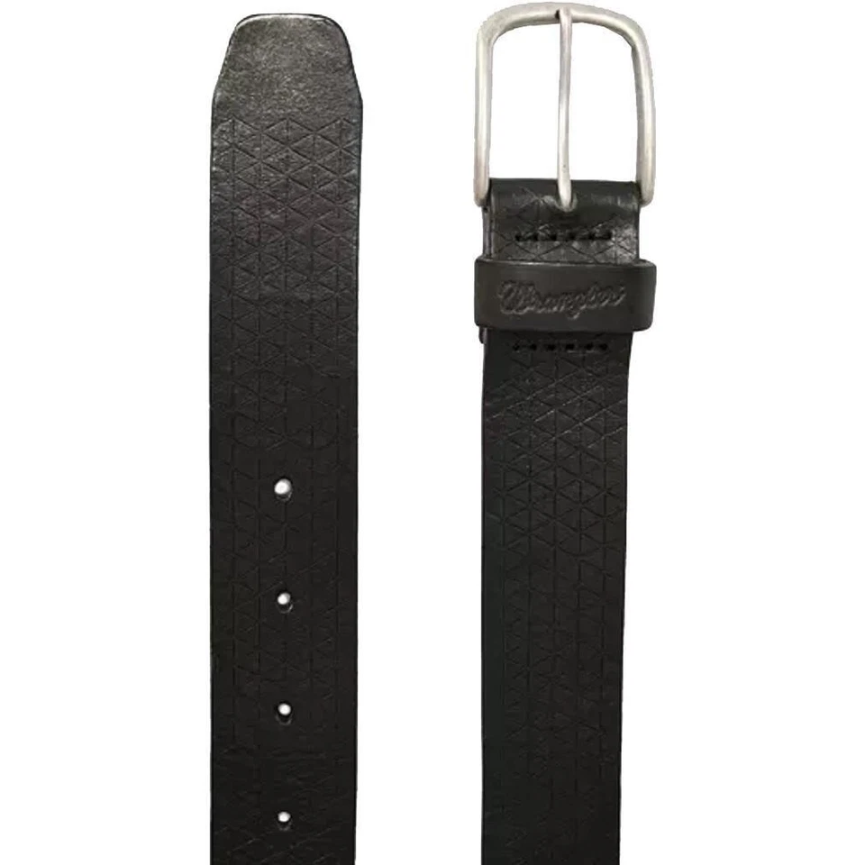 Wrangler Hombre Trenza Relieve Cuero Auténtico Cinturón Talla 85-115 , 2 Colores - Imagen 2 de 4