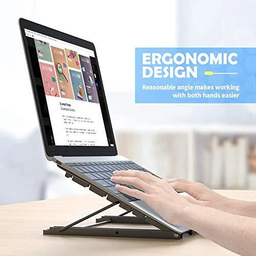 Laptop Stand for Desk, Foldable Portable Ventilated Desktop Laptop M Black