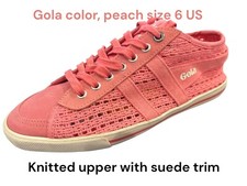   NEW  Gola Women s Trainer Size 6 U.S. Knit with Suede Trim Peach