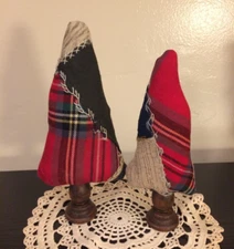 Primitive CRAZY QUILT Christmas TREES Ornies on Base - Handmade Holiday Decor