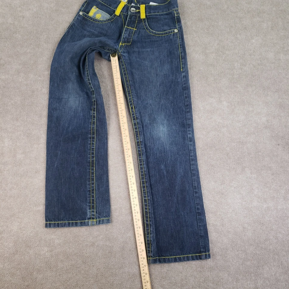 Pantalones de mezclilla Miskeen Jeans para hombre 29x31 azul amarillo bordado bolsillo patinador grunge Foto 2 de 4