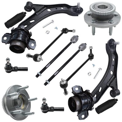 Front Lower Control Arms Wheel Hubs Tie Rods for 2005 2006 - 2010 Ford Mustang