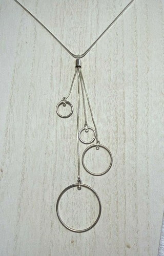 Silver Tone Long Necklace with Four 