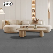 Carpet Tile Floor 20pcs Squares 19.7"x 19.7"Light Grey Home Floor Mat Washable