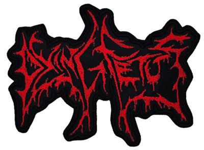 DYING FETUS RED LOGO (shaped border) EMBROIDERED PATCH
