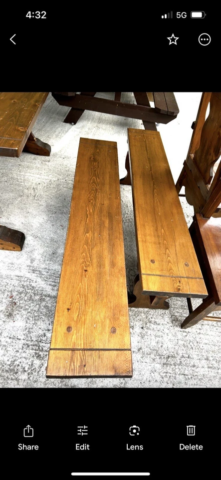 Mesa de cocina de madera con sillas y 2 bancos  Foto 3 de 4