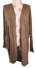 Women's Promesa Brown Lightweight Long Cardigan Medium USA Made Rayon Polyester