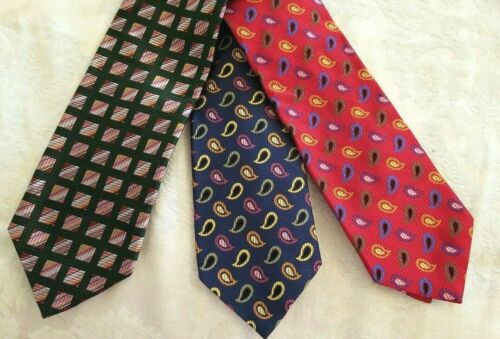 NEUF 3 pièces. Lot ~ LOUIS DELL' OLIO 100 % cravates en soie colorées, fabriquées à la main en Italie #7 - Photo 1/6