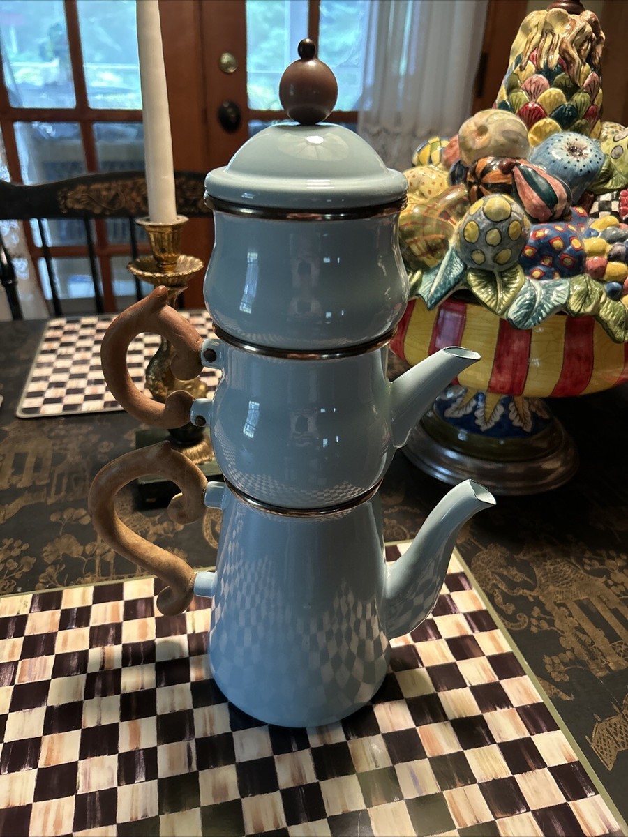 MacKenzie Childs Camp Victoria & Richard Blue Enamel Rare 4 Piece