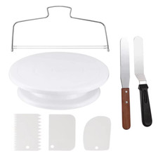 7Pcs Cake Decorating Tools Kit Turntable Icing Spatula UK