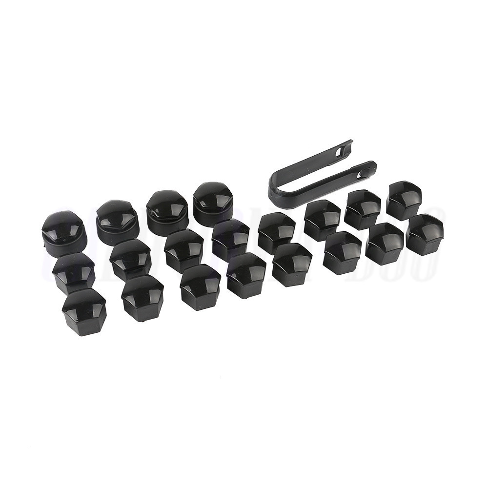 Black 16x17mm Wheel Nut Cover Bolt Cover+Locking Cap For Audi VW Polo