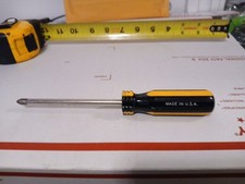 Vintage Stanley? Screwdriver Phillips Black Yellow Handle 7.5 In Great Condition