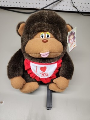 Sensor Whistle Monkey Plush Toy 1996 Talent Inc. Battery Operated ''I Love You''