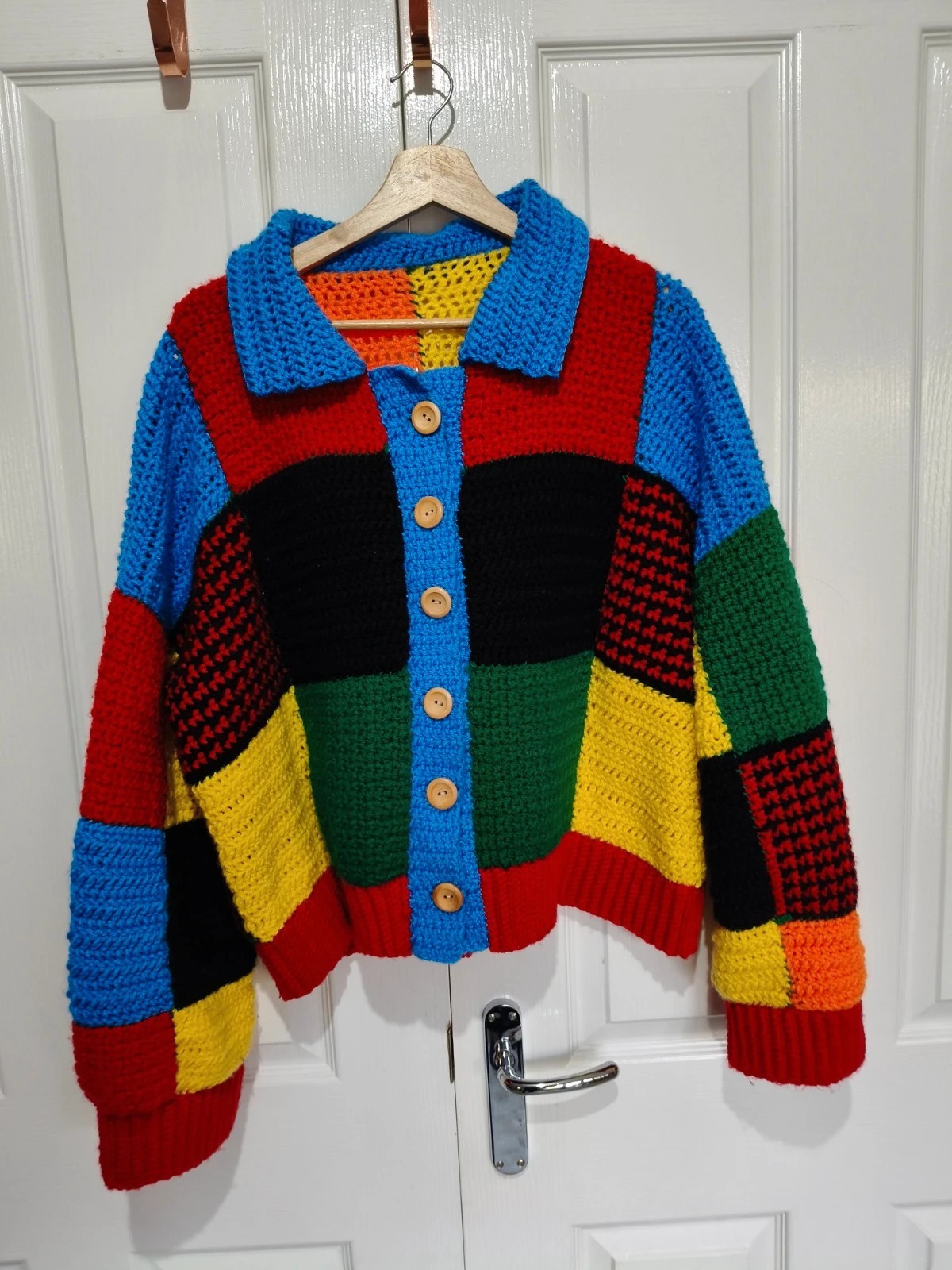 Harry Styles Inspired Patchwork Knit Cardigan - S… - image 1