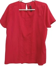 Pure Energy 1 , 1X pink circle neck pleated single back buttoned short sleeve