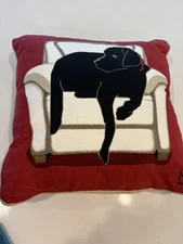 Chandler Four Corners Stocking BLACK LAB 15" Pillow Red white Black