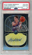 John Stockton 2019 Obsidian Galaxy E/E Yellow Autograph Card #GA-JSK 3/10 PSA 10