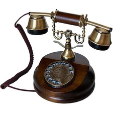 Opis Cable A: The Wooden Classic Vintage Dial Phone for Home, a 1921 Model A