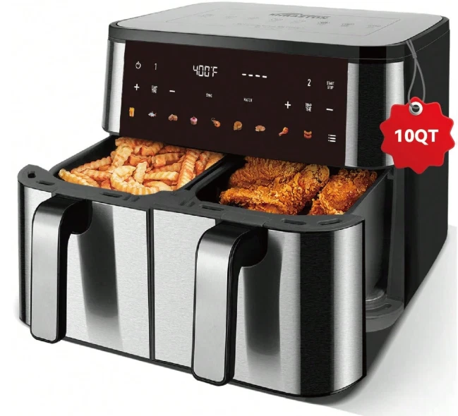MIRASTON Upgraded Large 10QT Dual Air Fryer, Digital Touchscreen
Opens in a new window or tab