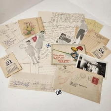 1920s junk journal paper pack 20 piece antique paper ephemera lot Q8