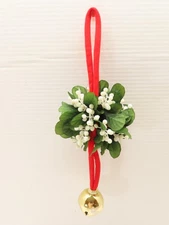 Satin Plastic Mistletoe Kissing Ball Hanging Christmas Decor Jingle Bell D4494