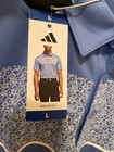 New w/ Tags! Men's Blue Adidas Golf Shirt with fine white floral print - Large — photo 3
