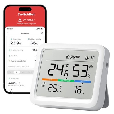 SwitchBot Hygrometer Thermometer Innen, Temperatursensor mit