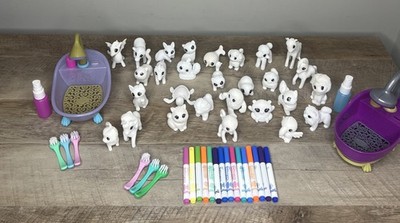 Crayola Scribble Scrubbie Pets Used Lot 2 Tubs and 28 Pets W/ Markers + Brushes